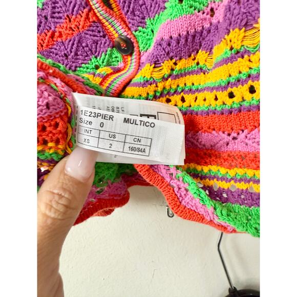 Ba&Sh Pierce Striped Crochet-Knit Top & Peck Short Set Red Multi Women's XS/US 2 - Picture 6 of 9